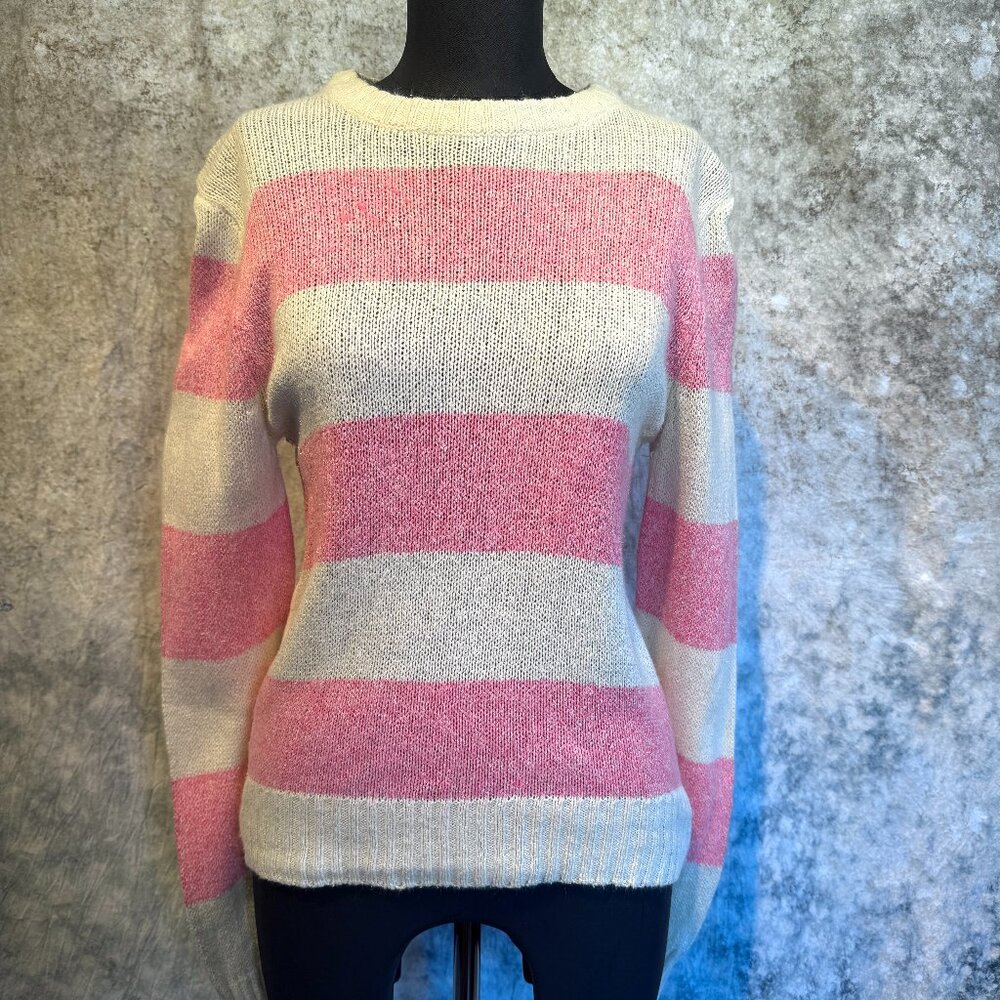 La Mouche Pink & White Striped Sweater - L
